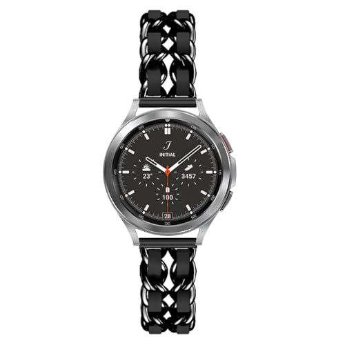 Metallarmband für Samsung Galaxy Watch 6 Classic 43mm/47mm Armband Edelstahl mit Leder Gliederarmband Damen Ersatzarmband Kompatibel mit Samsung Watch 6 Classic 43mm/47mm Uhrenarmband (4) von LXURY