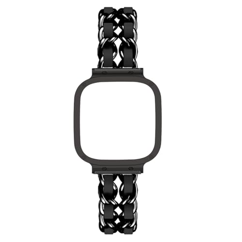 LXURY Metallarmband für Xiaomi Redmi Watch 3 Active, Edelstahl mit Leder, Damen Gliederarmband, Schwarz, Schnalle, nicht wasserfest, Uhrenarmband, Armband, Standard-Design von LXURY