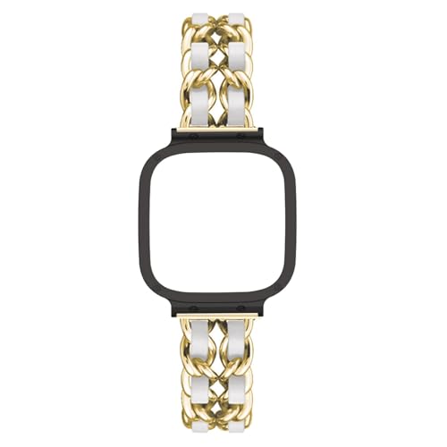 LXURY Metallarmband für Xiaomi Redmi Watch 3 Active, Edelstahl mit Leder, Damen Gliederarmband, Standard, Silber, Schnalle, nicht wasserdicht, Uhrenarmband von LXURY