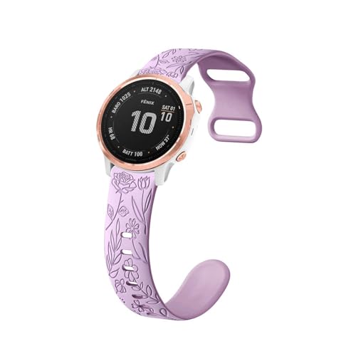 Silikon Armbänder für Garmin Fenix 6S Pro/6S Sapphire/6S Solar Armband, Weiche Floral Gravierte Rose Band für Damen Herren Sport Ersatzarmband Kompatibel mit Garmin Fenix 6S Pro Uhrenarmband (9) von LXURY