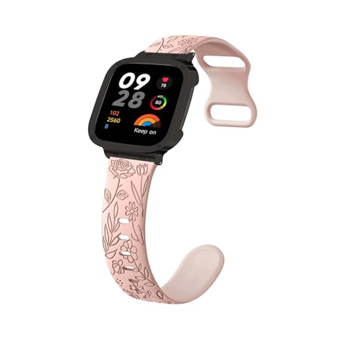 Silikon Armbänder für Xiaomi Redmi Watch 3 Armband, Weiche Floral Gravierte Rose Band für Xiaomi Redmi Watch 3 Damen Herren Sport Ersatzarmband Kompatibel mit Xiaomi Redmi Watch 3 Uhrenarmband (3) von LXURY