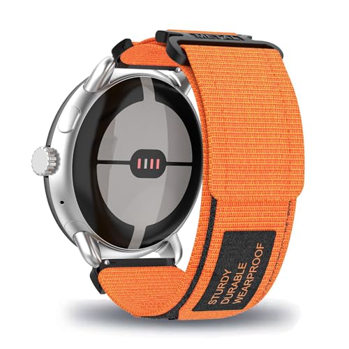 Sport Nylon Armbänder für Google Pixel Watch 2/ Pixel Watch Armband mit Klettverschluss Einstellbar Frauen Männer Ersatzarmband Kompatible mit Google Pixel Watch 2/ Pixel Watch Uhrenarmband (Orange) von LXURY