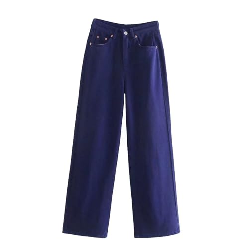 LXWGH Za Damen-Jeans, weites Bein, Taillenschlitz, Denim-Hose, deep purple, S LXWGH Za Damen-Jeans, weites Bein, Taillenschlitz, Denim-Hose, deep purple, S von LXWGH