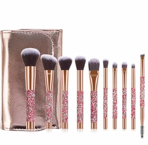 LXWLXDF/Make-up Pinsel, 10 Stücke Luxus Make-Up Pinsel Set Diamant Niet Griff Design Kristall Make-Up Pinsel For Gesicht Und Augen Make-Up Pinsel Professionelle Foundation Concealer Lidschatten Makeup von LXWLXDF