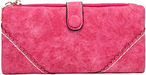 Kartenhalter, Kartentasche, lange Geldbörse for Damen, mattiertes PU-Leder, Handy-Geldbörsen, Clutches, Damen-Geldbörse, Damen-Geldbörsen, Kartenhalter (schwarz) (Farbe: Grün) ( Color : Rose Red ) von LXZSMH