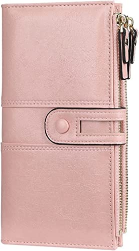 LXZSMH Kartenhalter, Kartentasche, modische Damen-Geldbörsen, Lange Leder-Kartenhalter, Klassische Damen-Geldbörse, Reißverschluss-Geldbörse for Damen (Rosa) (Farbe: Rosa) (Color : Pink) von LXZSMH