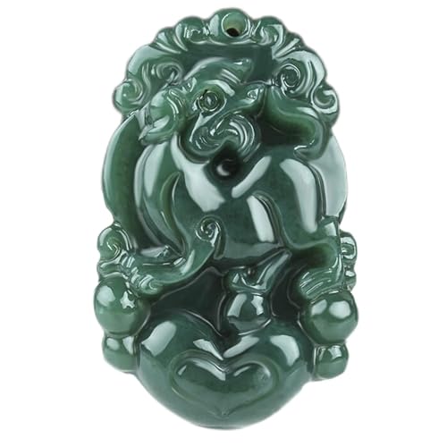 grüne Jade-Halskette, Natürliche Hetian-Jade-Halskette, chinesisches Sternzeichen-Tier-Anhänger-Halskette mit Kordel, Feng-Shui-Reichtum-Halskette for Damen und Herren, grüne Jade-Halskette, Talisman- von LXZSMH