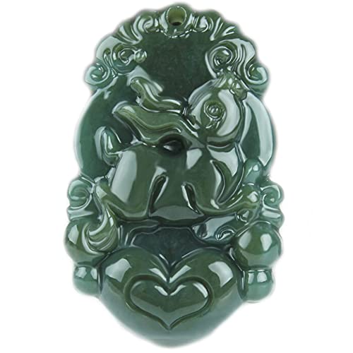 grüne Jade-Halskette, Natürliche Hetian-Jade-Halskette, chinesisches Sternzeichen-Tier-Anhänger-Halskette mit Kordel, Feng-Shui-Reichtum-Halskette for Damen und Herren, grüne Jade-Halskette, Talisman- von LXZSMH