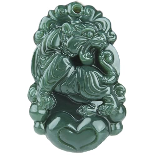 grüne Jade-Halskette, Natürliche Hetian-Jade-Halskette, chinesisches Sternzeichen-Tier-Anhänger-Halskette mit Kordel, Feng-Shui-Reichtum-Halskette for Damen und Herren, grüne Jade-Halskette, Talisman- von LXZSMH