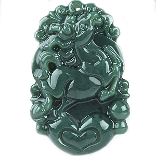 grüne Jade-Halskette, Natürliche Hetian-Jade-Halskette, chinesisches Sternzeichen-Tier-Anhänger-Halskette mit Kordel, Feng-Shui-Reichtum-Halskette for Damen und Herren, grüne Jade-Halskette, Talisman- von LXZSMH