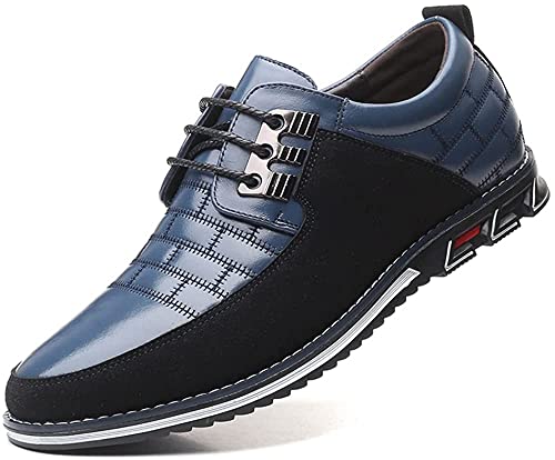 Herren Oxford Derby Orthopädische Lederschuhe Business Luxus Abendschuhe Einfache Slip-On Walk Flats Schuhe, Casual Lederschuhe Lace-Up Plaid Flats. von LXosff