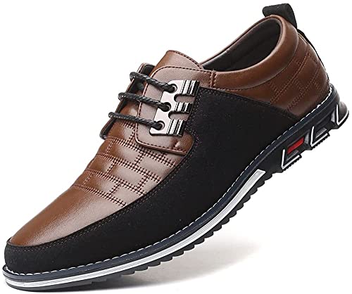 Herren Oxford Derby Orthopädische Lederschuhe Business Luxus Abendschuhe Einfache Slip-On Walk Flats Schuhe, Casual Lederschuhe Lace-Up Plaid Flats. von LXosff