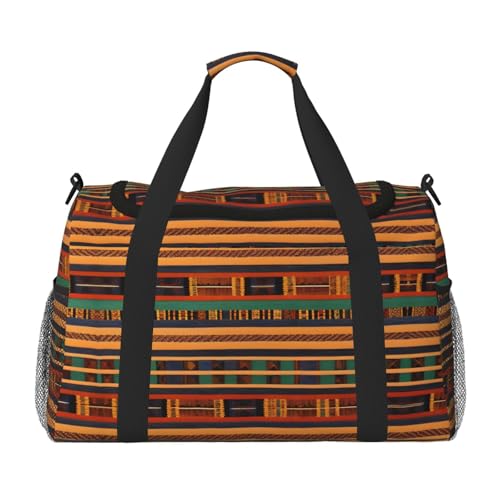 Afrikanischer Webdruck Weekender Übernachtung Handgepäcktasche Gym Gepäck Tasche Seesack für Reisen Damen, Schwarz, Einheitsgröße von LXqlSS