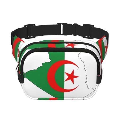 Bauchtasche für Damen, Motiv: Algerien-Flagge, Kartendruck, niedlich, groß, schwarz, Umhängetasche, Nylon, modische Bauchtasche, Schwarz, Einheitsgröße Bauchtasche für Damen, Motiv: Algerien-Flagge, Kartendruck, niedlich, groß, schwarz, Umhängetasche, Nylon, modische Bauchtasche, Schwarz, Einheitsgröße von LXqlSS