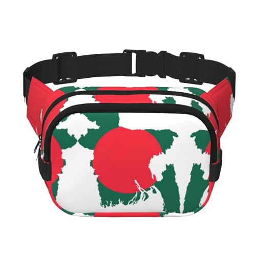 Bauchtasche für Damen, Motiv: Bangladesch-Flagge, Kartendruck, niedlich, groß, schwarz, Umhängetasche, Nylon, modische Bauchtasche, Schwarz, Einheitsgröße Bauchtasche für Damen, Motiv: Bangladesch-Flagge, Kartendruck, niedlich, groß, schwarz, Umhängetasche, Nylon, modische Bauchtasche, Schwarz, Einheitsgröße von LXqlSS