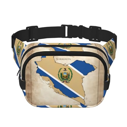 Bauchtasche für Damen, Motiv: Nicaragua-Flagge, Map02, niedlich, groß, schwarz, Umhängetasche aus Nylon, modische Bauchtasche, Schwarz, Einheitsgröße Bauchtasche für Damen, Motiv: Nicaragua-Flagge, Map02, niedlich, groß, schwarz, Umhängetasche aus Nylon, modische Bauchtasche, Schwarz, Einheitsgröße von LXqlSS