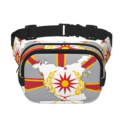 Bauchtasche für Damen, Motiv: Nordmazedonien-Flagge Map01, niedlich, groß, schwarz, Umhängetasche, Nylon, modische Bauchtasche, Schwarz, Einheitsgröße Bauchtasche für Damen, Motiv: Nordmazedonien-Flagge Map01, niedlich, groß, schwarz, Umhängetasche, Nylon, modische Bauchtasche, Schwarz, Einheitsgröße von LXqlSS