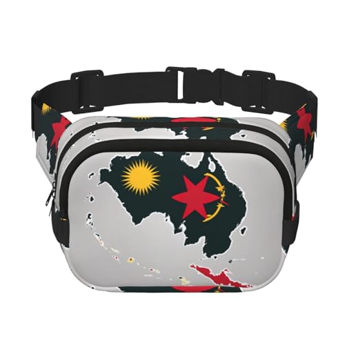 Bauchtasche für Damen, Motiv: Papua-Neuguinea-Flagge, Map01, niedlich, groß, schwarz, Umhängetasche, Nylon, modische Bauchtasche, Schwarz, Einheitsgröße Bauchtasche für Damen, Motiv: Papua-Neuguinea-Flagge, Map01, niedlich, groß, schwarz, Umhängetasche, Nylon, modische Bauchtasche, Schwarz, Einheitsgröße von LXqlSS