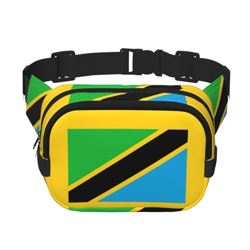 Bauchtasche für Damen, Motiv: Tansania-Flagge, niedlich, groß, schwarz, Umhängetasche, Nylon, modische Bauchtasche, Schwarz, Einheitsgröße Bauchtasche für Damen, Motiv: Tansania-Flagge, niedlich, groß, schwarz, Umhängetasche, Nylon, modische Bauchtasche, Schwarz, Einheitsgröße von LXqlSS