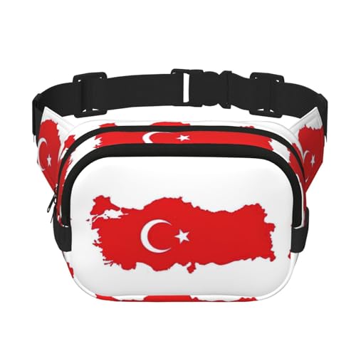 Bauchtasche für Damen, Motiv: Türkei-Flagge, niedlich, groß, schwarz, Umhängetasche, Nylon, modische Bauchtasche, Schwarz, Einheitsgröße Bauchtasche für Damen, Motiv: Türkei-Flagge, niedlich, groß, schwarz, Umhängetasche, Nylon, modische Bauchtasche, Schwarz, Einheitsgröße von LXqlSS