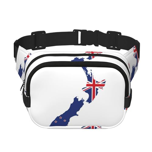 Bauchtasche mit neuseeländischer Flagge, niedlich, groß, schwarz, für Damen, Umhängetasche, Nylon, modische Bauchtasche, Schwarz, Einheitsgröße Bauchtasche mit neuseeländischer Flagge, niedlich, groß, schwarz, für Damen, Umhängetasche, Nylon, modische Bauchtasche, Schwarz, Einheitsgröße von LXqlSS