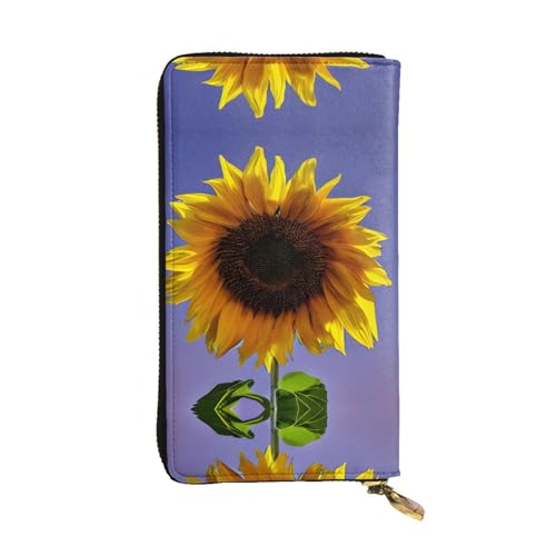 Bloom Sonnenblumen-Ledergeldbörse für Damen und Herren, große Geldscheine mit 12 Kartenfächern, Brieftasche, Reisepass-Geldbörse, Bloom Sonnenblume, Einheitsgröße von LXqlSS