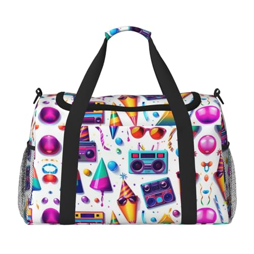 Einhorn Food Print Weekender Übernachtung Handgepäcktasche Gym Gepäck Tasche Seesack für Reisen Damen, Schwarz, Einheitsgröße von LXqlSS