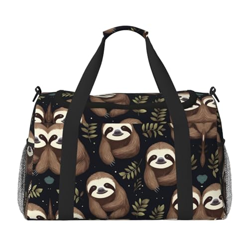 Freches Faultier Baby Print Weekender Übernachtung Handgepäcktasche Gym Gepäck Tasche Seesack für Reisen Damen, Schwarz, Einheitsgröße von LXqlSS