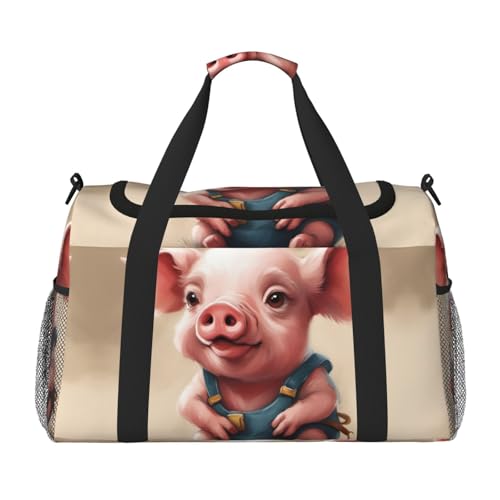 Freches Schweinchen Baby Print Weekender Übernachtung Handgepäcktasche Gym Gepäck Tasche Seesack für Reisen Frauen, Schwarz, Einheitsgröße von LXqlSS