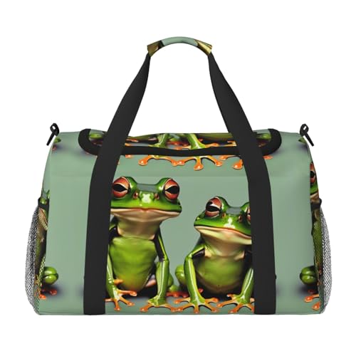 Funny Green Frogs 1 Print Weekender Overnight Carry On Bag Gym Luggage Bag Duffel Bag for Travel Women, Schwarz, Einheitsgröße von LXqlSS