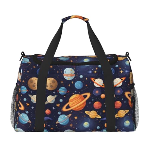 Galaxy Planet Print Weekender Overnight Handgepäcktasche Gym Gepäck Tasche Seesack für Reisen Damen, Schwarz, Einheitsgröße von LXqlSS