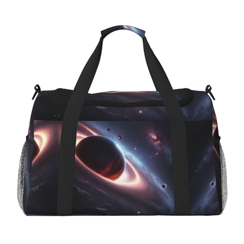 Galaxy Planet Print Weekender Overnight Handgepäcktasche Gym Gepäck Tasche Seesack für Reisen Damen, Schwarz, Einheitsgröße von LXqlSS