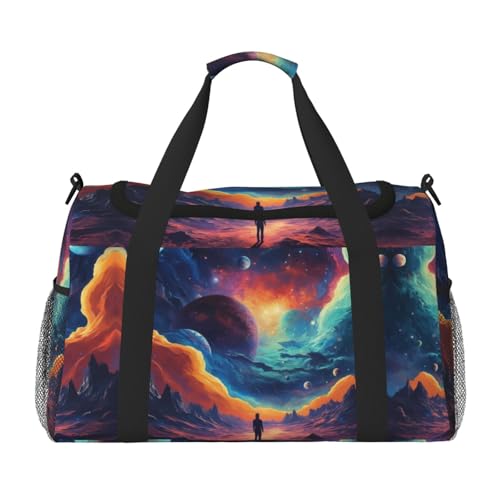 Galaxy Planet Print Weekender Overnight Handgepäcktasche Gym Gepäck Tasche Seesack für Reisen Damen, Schwarz, Einheitsgröße von LXqlSS