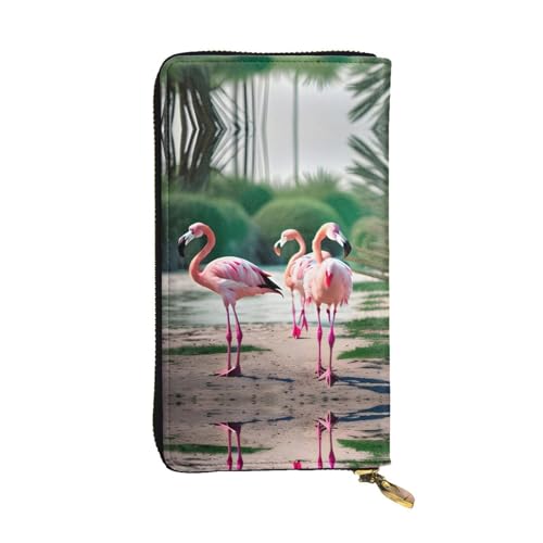 Geldbörse aus Leder mit Blumenherz und Huhn, für Damen und Herren, große Geldscheine mit 12 Kartenfächern, Brieftasche, Reisepasshülle, Flamingos und Ananas, Einheitsgröße von LXqlSS