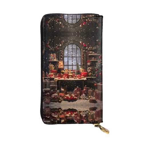 Geldbörse aus Leder mit Sonnenblumen-Motiv, für Damen und Herren, große Geldscheine mit 12 Kartenfächern, Brieftasche, Reisepass-Geldbörse, Merry Christmas Day, Einheitsgröße von LXqlSS