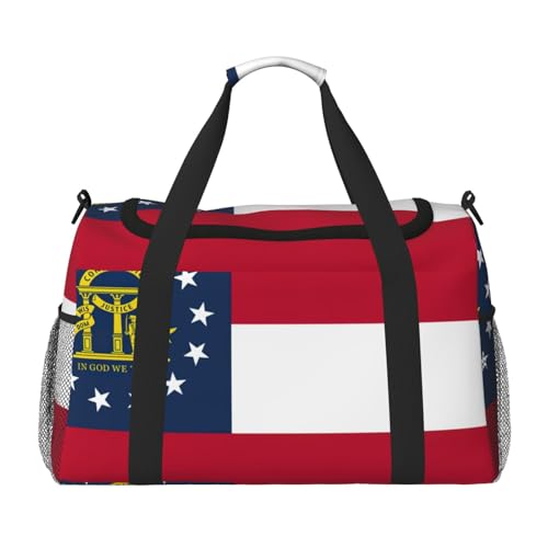 Georgia State Flag Print Weekender Overnight Carry On Bag Gym Luggage Bag Duffel Bag for Travel Women, Schwarz, Einheitsgröße von LXqlSS