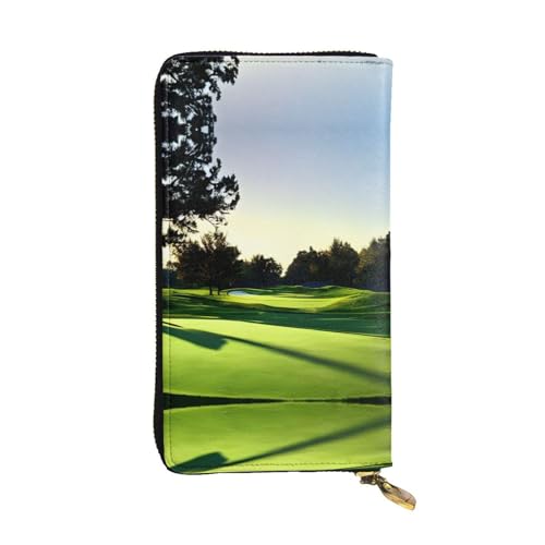 Golfplatz-Ledergeldbörse für Damen und Herren, große Geldscheine mit 12 Kartenfächern, Brieftasche, Reisepasshülle, Golfplatz, Einheitsgröße von LXqlSS