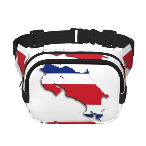 Gürteltasche für Damen, Motiv: Costa Rica-Flagge, Kartendruck, niedlich, groß, schwarz, Umhängetasche, Nylon, modische Bauchtasche, Schwarz, Einheitsgröße Gürteltasche für Damen, Motiv: Costa Rica-Flagge, Kartendruck, niedlich, groß, schwarz, Umhängetasche, Nylon, modische Bauchtasche, Schwarz, Einheitsgröße von LXqlSS