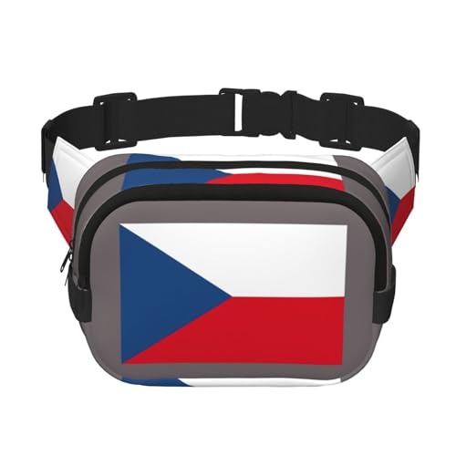 Gürteltasche für Damen, Motiv: Flagge der Tschechischen Republik, niedlich, groß, schwarz, Umhängetasche, Nylon, modische Bauchtasche, Schwarz, Einheitsgröße Gürteltasche für Damen, Motiv: Flagge der Tschechischen Republik, niedlich, groß, schwarz, Umhängetasche, Nylon, modische Bauchtasche, Schwarz, Einheitsgröße von LXqlSS