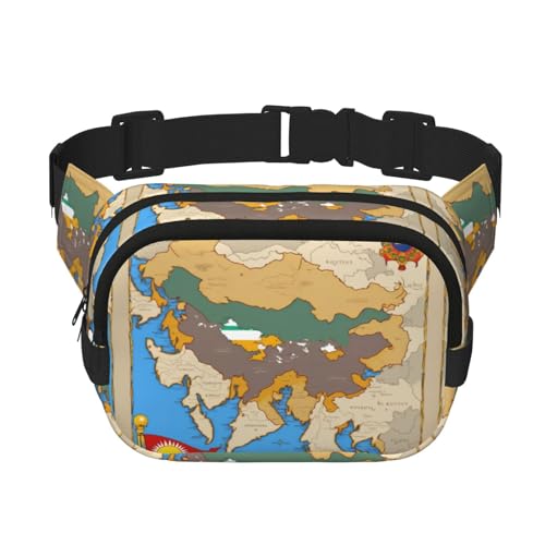 Gürteltasche für Damen, Motiv: Flagge von Bhutan, Motiv: Flagge des Königreichs Bhutan, groß, schwarz, Nylon, modische Bauchtasche, Schwarz, Einheitsgröße von LXqlSS