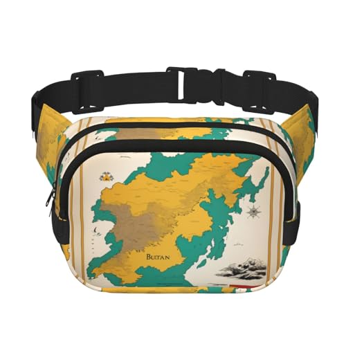 Gürteltasche für Damen, Motiv: Flagge von Bhutan, Motiv: Flagge des Königreichs Bhutan, groß, schwarz, Nylon, modische Bauchtasche, Schwarz, Einheitsgröße von LXqlSS