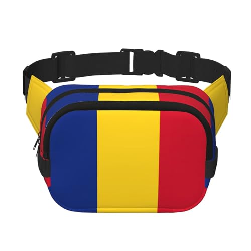 Gürteltasche für Damen, Motiv: Flagge von Rumänien, niedlich, groß, schwarz, Umhängetasche, Nylon, modische Bauchtasche, Schwarz, Einheitsgröße von LXqlSS