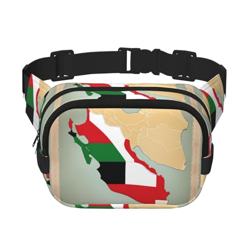 Gürteltasche für Damen, Motiv: Karte der Vereinigten Arabischen Emirate, niedlich, groß, schwarz, Umhängetasche, Nylon, modische Bauchtasche, Schwarz, Einheitsgröße Gürteltasche für Damen, Motiv: Karte der Vereinigten Arabischen Emirate, niedlich, groß, schwarz, Umhängetasche, Nylon, modische Bauchtasche, Schwarz, Einheitsgröße von LXqlSS