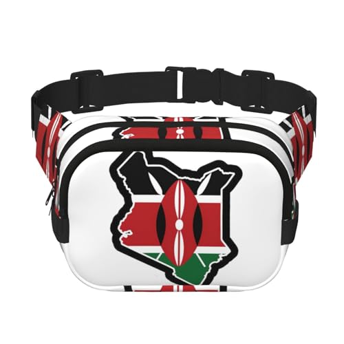 Gürteltasche für Damen, Motiv: Kenia-Flagge, Kartendruck, niedlich, groß, schwarz, Umhängetasche, Nylon, modische Bauchtasche, Schwarz, Einheitsgröße Gürteltasche für Damen, Motiv: Kenia-Flagge, Kartendruck, niedlich, groß, schwarz, Umhängetasche, Nylon, modische Bauchtasche, Schwarz, Einheitsgröße von LXqlSS