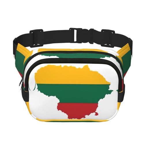Gürteltasche für Damen, Motiv: Litauen-Flagge, Kartendruck, niedlich, groß, schwarz, Umhängetasche, Nylon, modische Bauchtasche, Schwarz, Einheitsgröße Gürteltasche für Damen, Motiv: Litauen-Flagge, Kartendruck, niedlich, groß, schwarz, Umhängetasche, Nylon, modische Bauchtasche, Schwarz, Einheitsgröße von LXqlSS