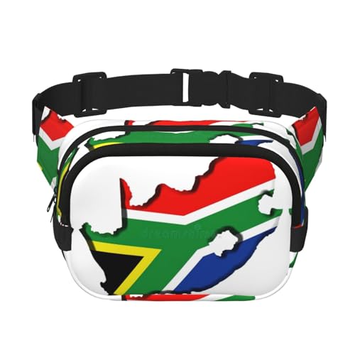 Gürteltasche für Damen, Motiv: südafrikanische Flagge, Kartendruck, niedlich, groß, schwarz, Umhängetasche, Nylon, modische Bauchtasche, Schwarz, Einheitsgröße Gürteltasche für Damen, Motiv: südafrikanische Flagge, Kartendruck, niedlich, groß, schwarz, Umhängetasche, Nylon, modische Bauchtasche, Schwarz, Einheitsgröße von LXqlSS