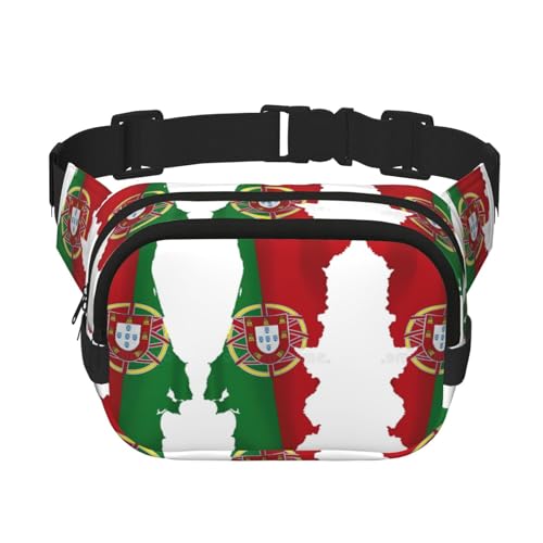 Gürteltasche für Damen, portugiesische Flagge, Kartendruck, niedlich, groß, schwarz, Umhängetasche, Nylon, modische Bauchtasche, Schwarz, Einheitsgröße Gürteltasche für Damen, portugiesische Flagge, Kartendruck, niedlich, groß, schwarz, Umhängetasche, Nylon, modische Bauchtasche, Schwarz, Einheitsgröße von LXqlSS