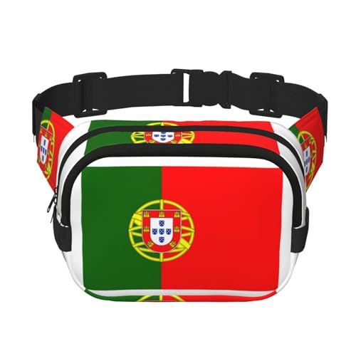 Gürteltasche für Damen, portugiesische Flagge, niedlich, groß, schwarz, Cross-Body-Bauchtasche aus Nylon, modische Bauchtasche, Schwarz, Einheitsgröße von LXqlSS