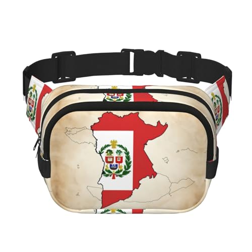 Gürteltasche mit Peru-Flagge, bedruckt, niedlich, groß, schwarz, für Damen, Umhängetasche, Nylon, modische Bauchtasche, Schwarz, Einheitsgröße Gürteltasche mit Peru-Flagge, bedruckt, niedlich, groß, schwarz, für Damen, Umhängetasche, Nylon, modische Bauchtasche, Schwarz, Einheitsgröße von LXqlSS