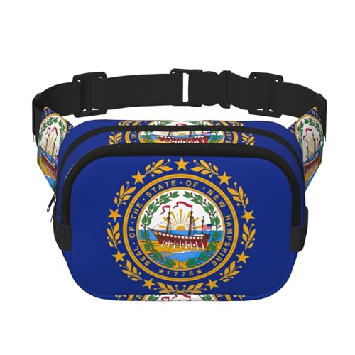Hampshire Bundesstaatsflagge, niedlich, groß, schwarz, Gürteltasche für Damen, Umhängetasche, Nylon, modische Bauchtasche, Schwarz, Einheitsgröße Hampshire Bundesstaatsflagge, niedlich, groß, schwarz, Gürteltasche für Damen, Umhängetasche, Nylon, modische Bauchtasche, Schwarz, Einheitsgröße von LXqlSS